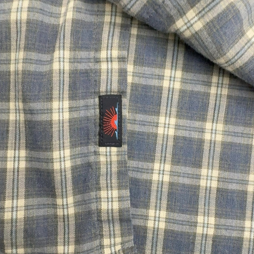 Faherty Shirt Mens L Blue Supima Cotton Stretch Plaid Button Down Casual Style - Picture 6 of 10